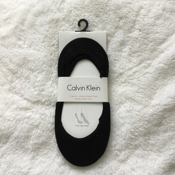 Calvin Klein Black 2 Pairs Non-Slip Heel Socks - Picture 1 of 8